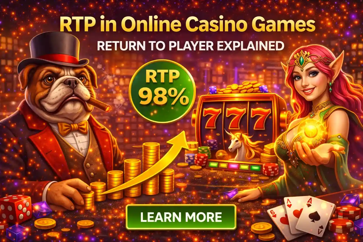 British bulldog and elf princess illustrating the concept of return to player in gambling